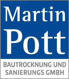 MARTIN POTT Bautrocknung und Sanierungs GmbH - Logo mit blauem Hintergrund und weißer Schrift